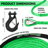 STEGODON 3/8" x 100ft Synthetic Winch Rope 23,809lbs Dyneema Winch Cable Line with Hook and Sleeve for 4WD Off Road