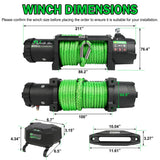 STEGODON 13500LB Winch with Synthetic Rope,Wired Handle and Wireless Remote 12V Waterproof Electric Winch for Truck Trailer Jeep Off Road Recovery and Towing