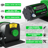 STEGODON 2500 lbs Electric Winch,12V Steel Cable with Wired Handle and Wireless Remotes, with 4-Way Roller Fairlead