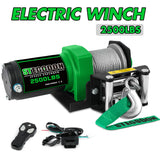 STEGODON 2500 lbs Electric Winch,12V Steel Cable with Wired Handle and Wireless Remotes, with 4-Way Roller Fairlead