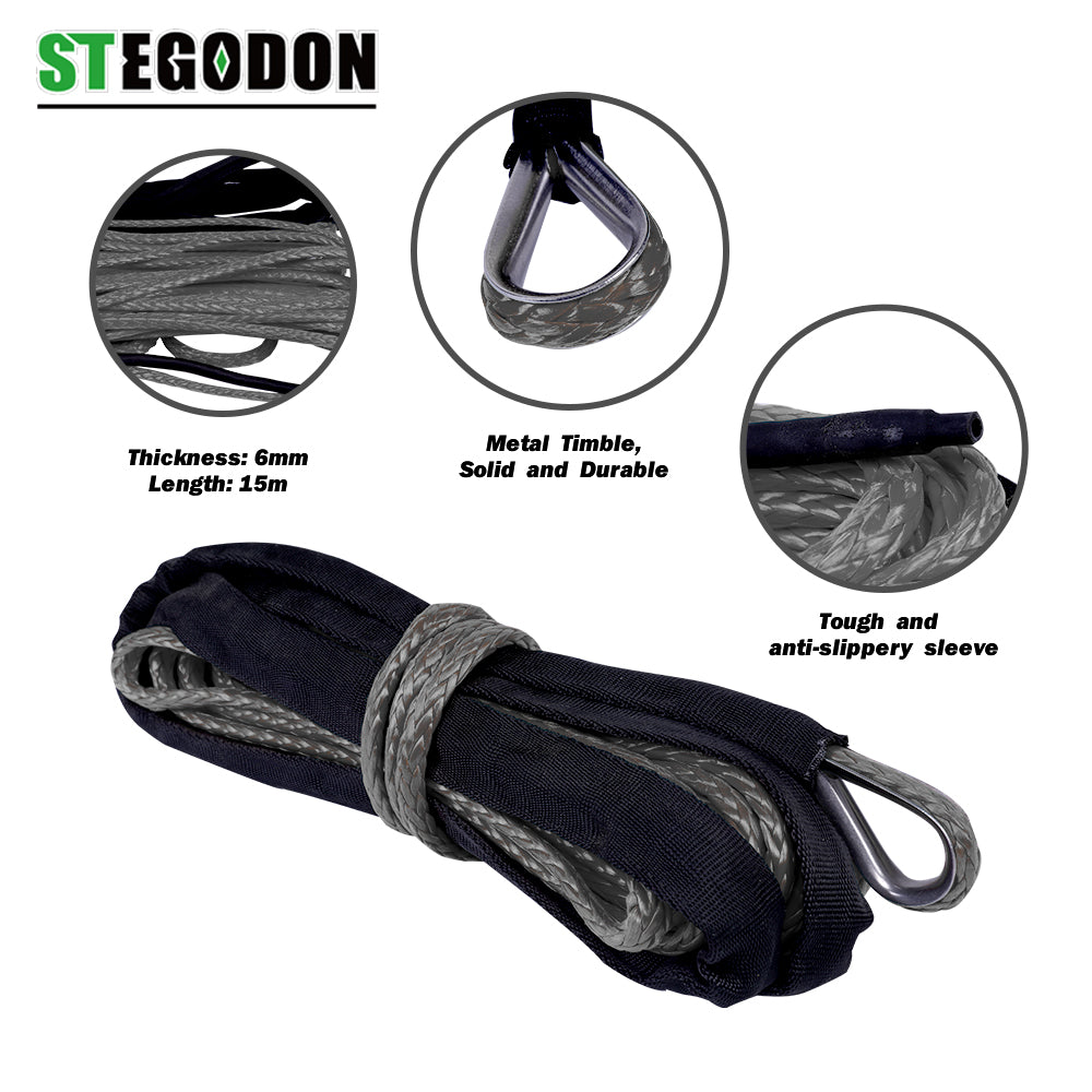 1/4 Inch X 50 Feet Synthetic Winch Rope 10,000LBs Line Cable Blue 1/4