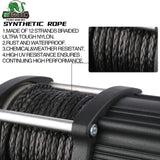 STEGODON New 4500 lb.Electric Winch,12V Black Synthetic Rope Winch with Wireless Handheld Remotes and Wired Handle,with Hawse Fairlead