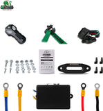 STEGODON New 3500 lb,12V Synthetic Rope Winch with Wireless Handheld Remote and Wired Handle, with Hawse Fairlead