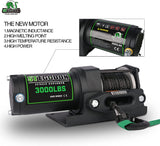 STEGODON New 3000 lb,12V Synthetic Rope Winch with Wireless Handheld Remote and Wired Handle, Electric Winch with Hawse Fairlead